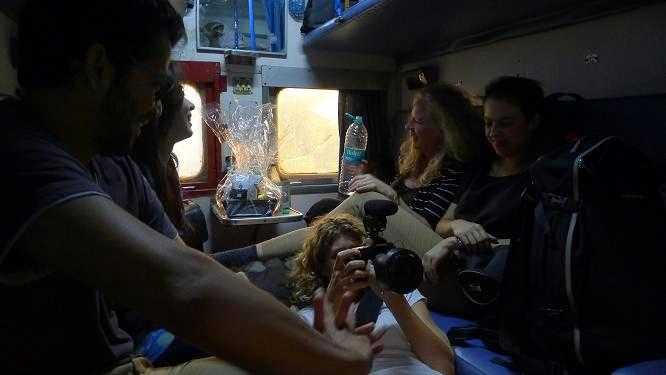 The Bookwallah writers, during the train journey from Mumbai to Goa First Rover's writer festival in India